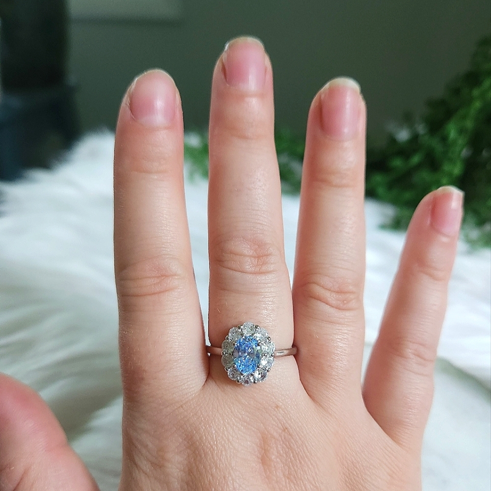 NWT Ryze Aquamarine Cubic Zirconia .925 Sterling Silver Ring - Multiple Sizes - Picture 7 of 10